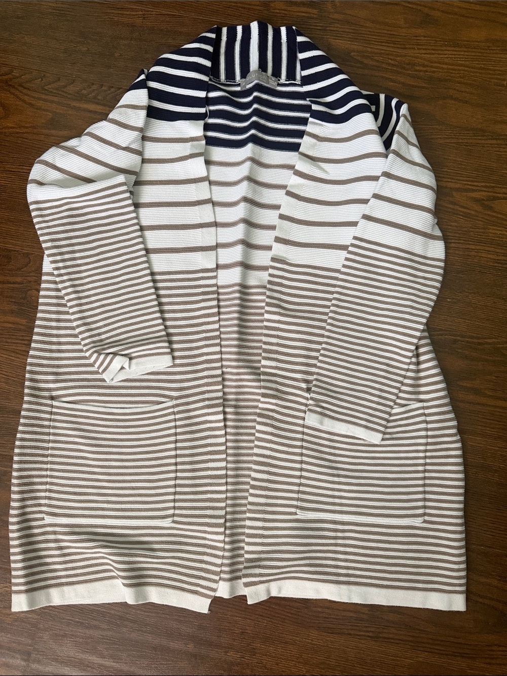 Evolution by Cyrus Navy and White Striped Cardigan